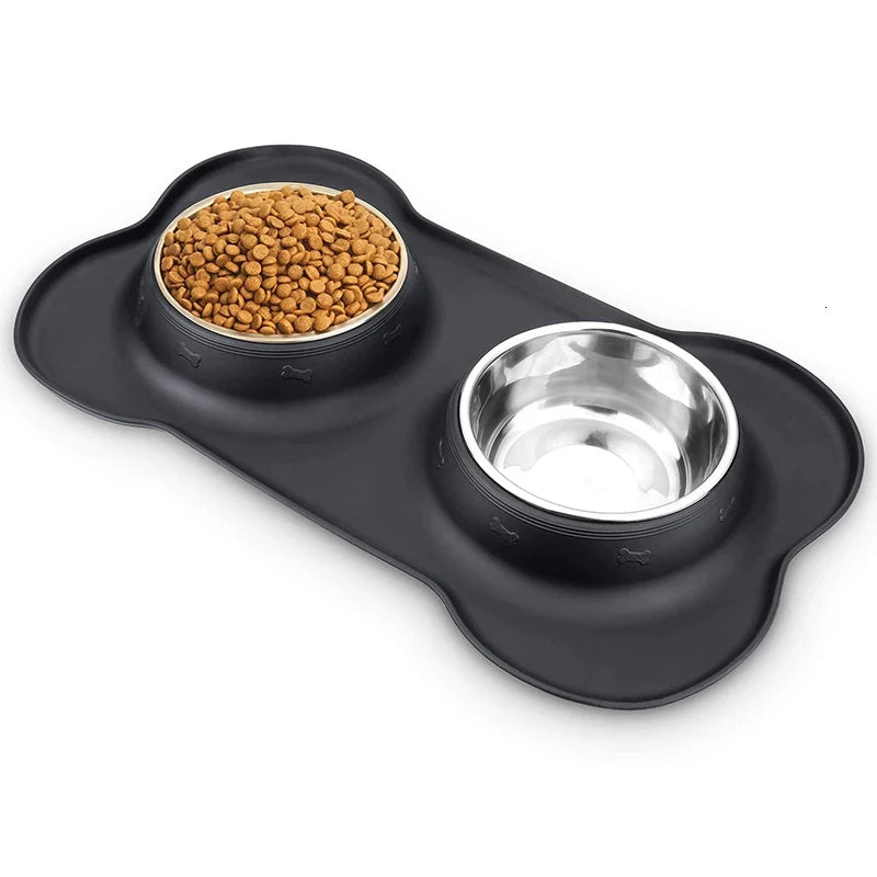 Double bol antidérapant pour chien et chat